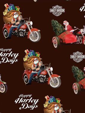 HARLEY-DAVIDSON BIKER SANTA WRAPPING PAPER